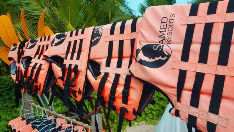 Rack of life jackets